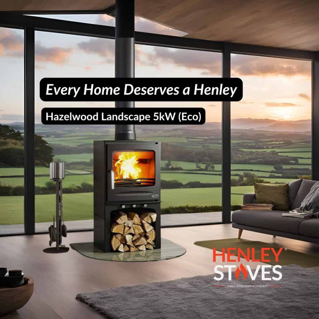 Social media content created by Seaweed Digital in Kerry for Henley Stoves featuring the Hazelwood Landscape 5kW Eco stove in a modern living room.