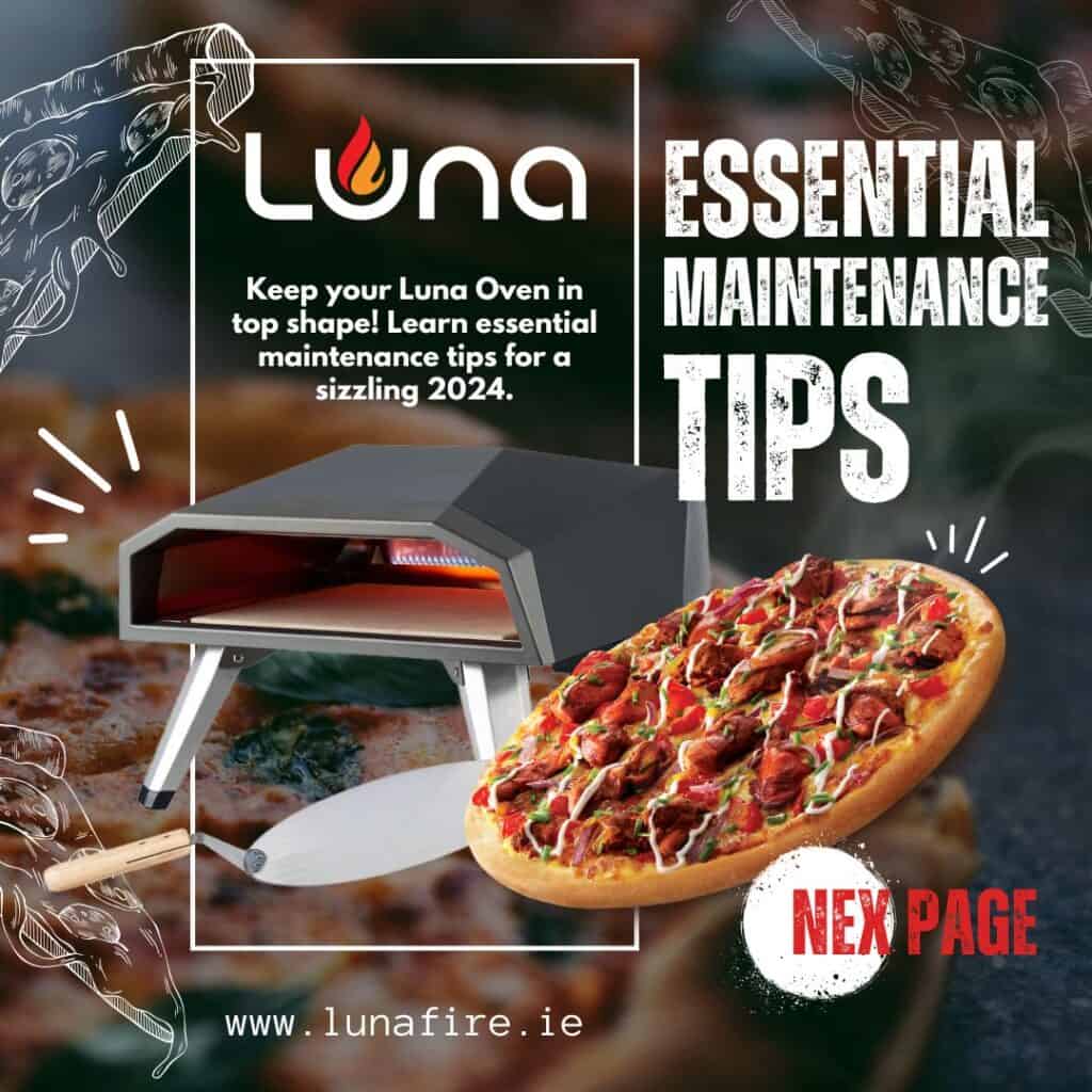 Seaweed Digital-designed social media post for Luna pizza ovens highlighting essential 2024 maintenance tips.